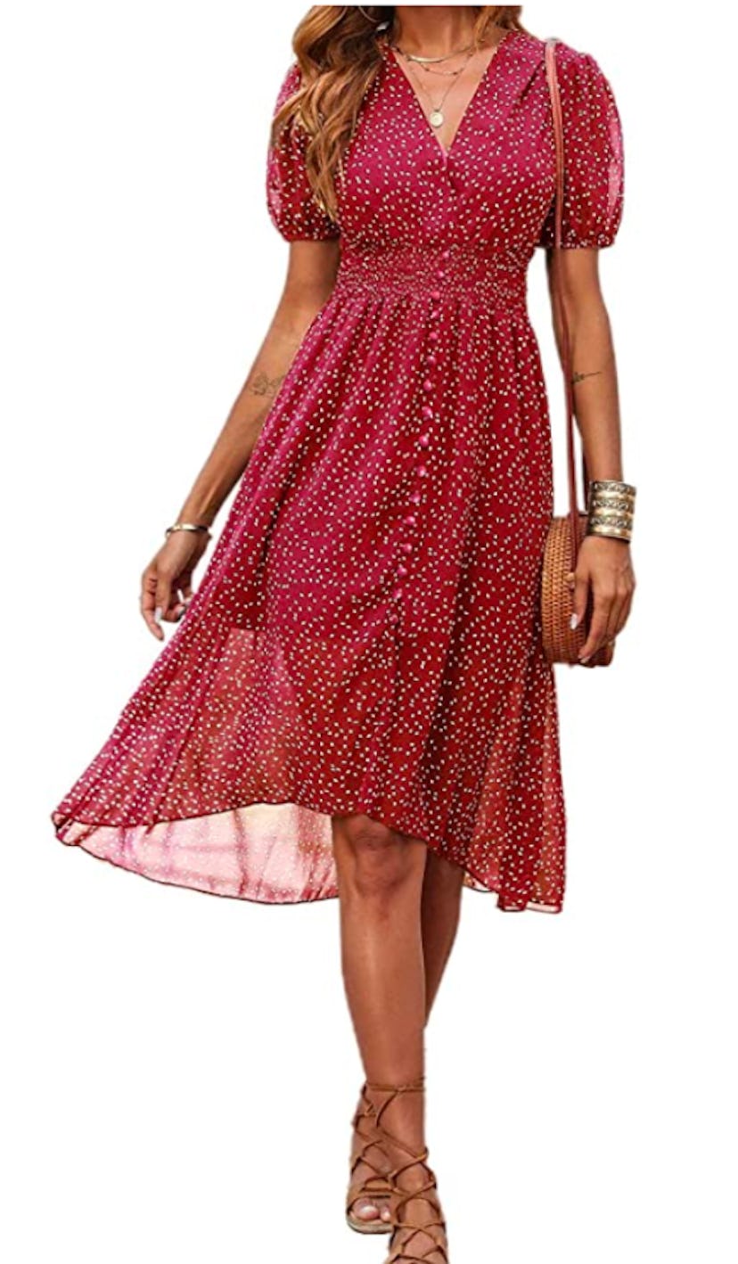 PRETTYGARDEN V-Neck Midi Dress