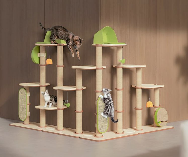 The INFINITY Cat Tree can be customized to suit your room or space.