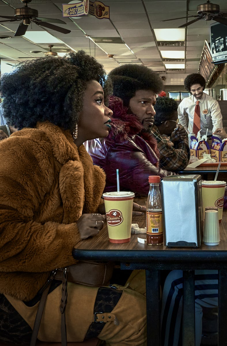 Teyonah Parris, Jamie Foxx, and John Boyega in They Cloned Tyrone