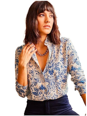 BIG DART Button Down Blouse