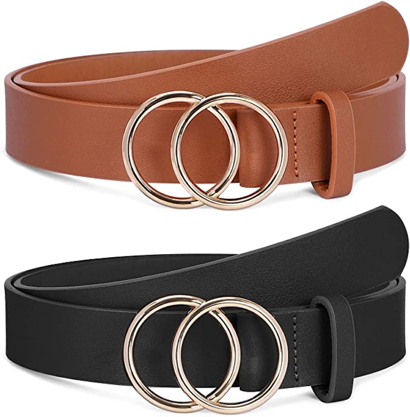 SANSTHS Faux Leather Belts (2-Pack)