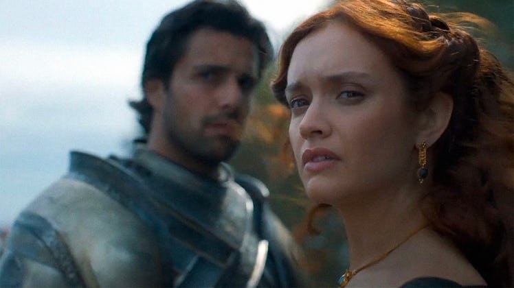 Fabien Frankel as Criston Cole and Olivia Cooke as Alicent Hightower in House of the Dragon