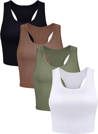 Boao Cropped Racerback Tank Tops (4-Pack)
