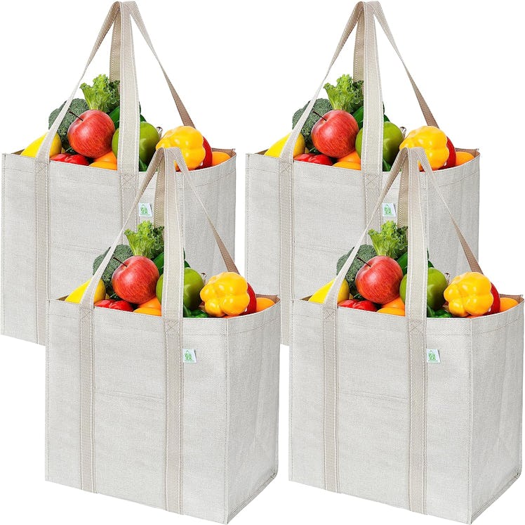 VENO Reusable Grocery Shopping Bags (4-Pack)