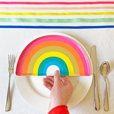 Rainbow birthday party decorations basically require these bright rainbow plates.