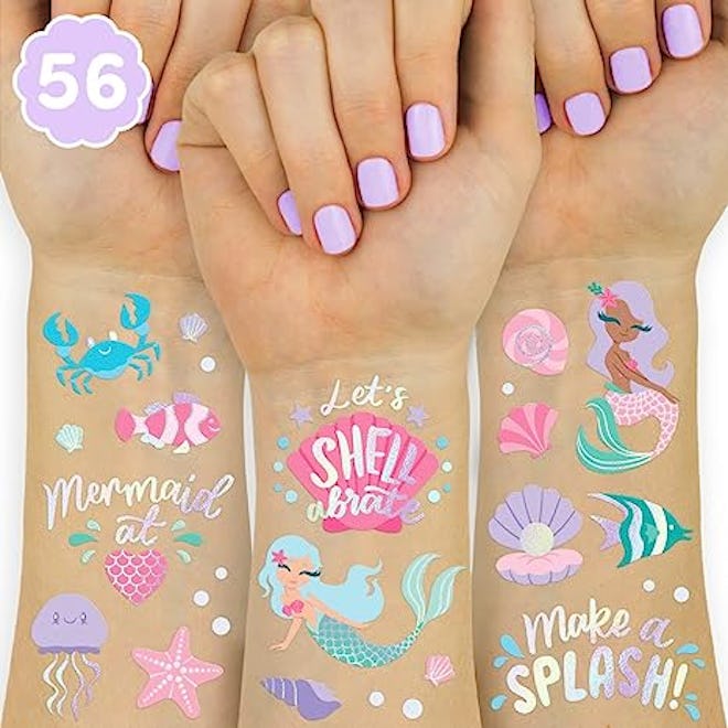 Mermaid temporary tattoos are the perfect mermaid birthday party favors.