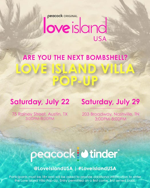 The 'Love Island USA' Pop-Up is coming to Austin and Nashville this July for fans to record their ow...