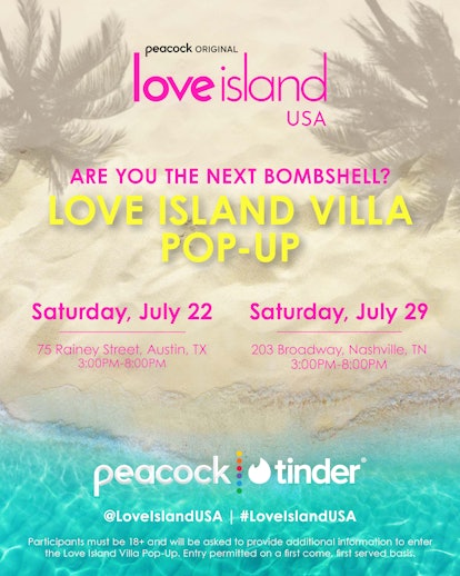 The 'Love Island USA' Pop-Up is coming to Austin and Nashville this July for fans to record their ow...