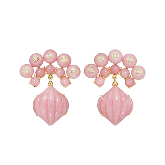 Sauer 18k Yellow Gold Floresta Pink Opal Earrings