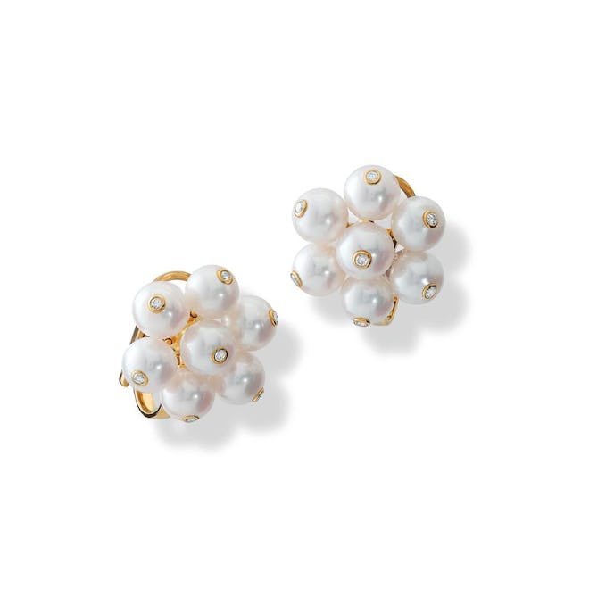 Cavolfiore Pearl Diamond Earrings