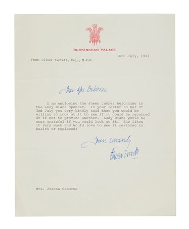 Prenses Diana'nın özel sekreterinden ikonunun değiştirilmesini isteyen bir mektup "Kara koyun...