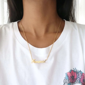 Feminist Script Necklace by Rani & Co.