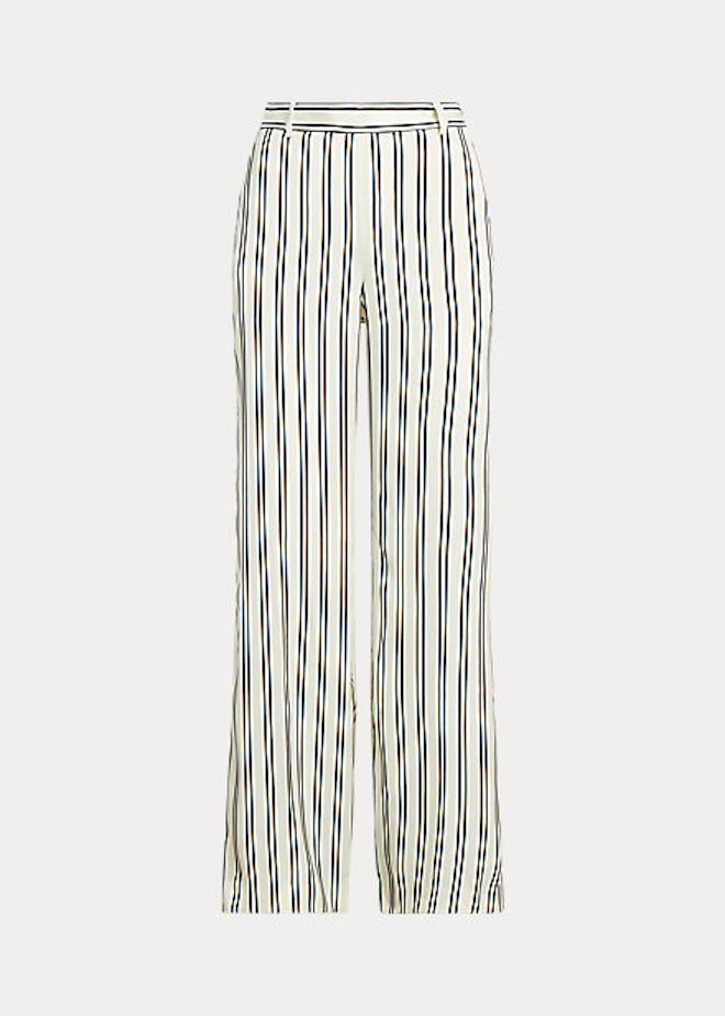 Striped Satin Wide-Leg Pant