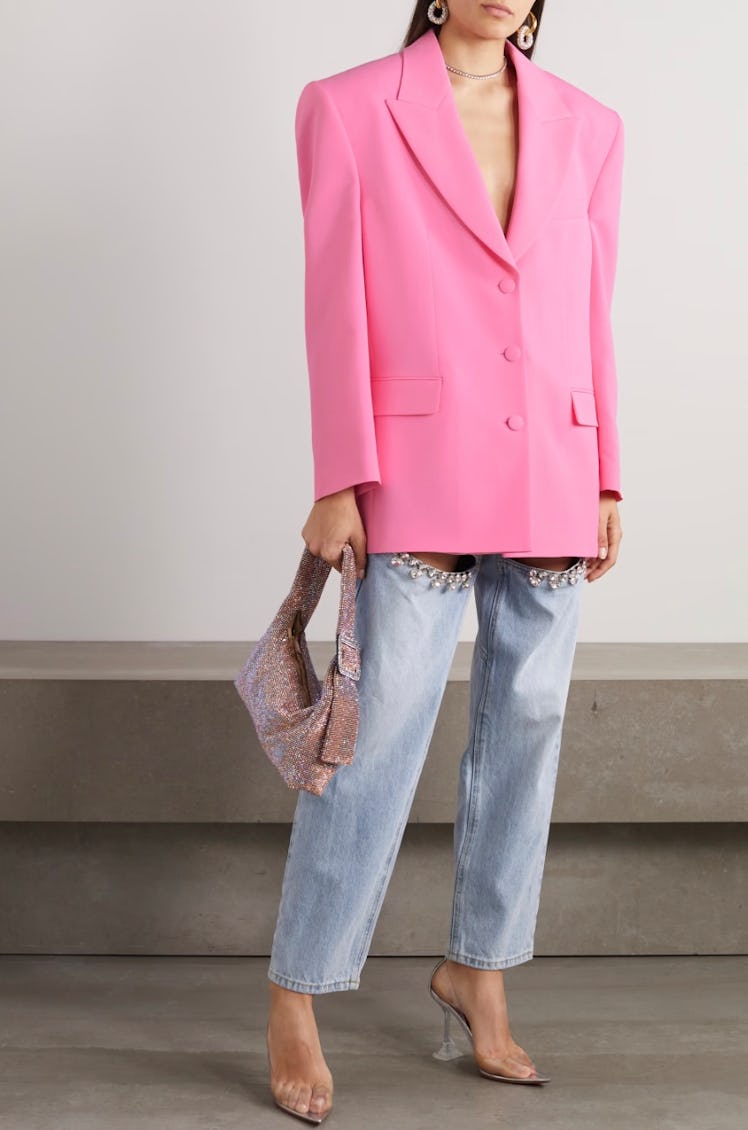 Oversized Silk-Blend Crepe Blazer