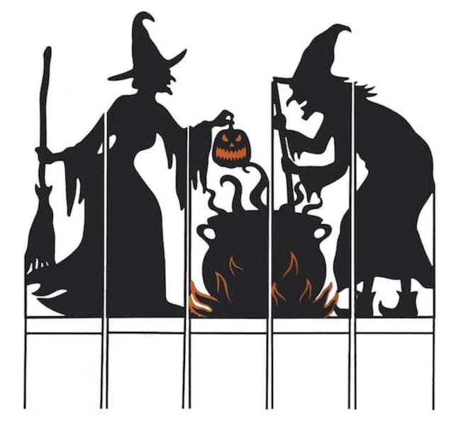 Metal Silhouette Witches with Cauldron Yard Stake or Wall Decor (2 Function)