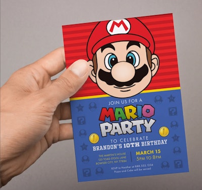 Mario birthday invitation