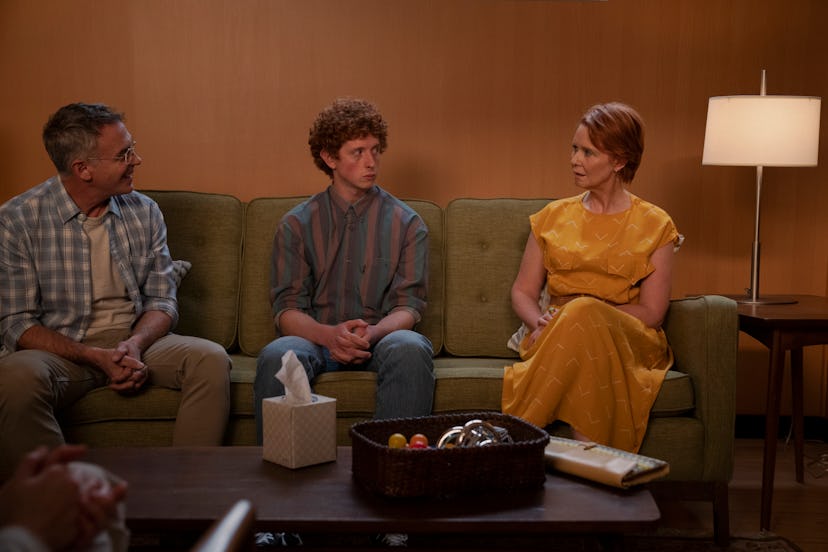 David Eigenberg, Niall Cunningham, and Cynthia Nixon in 'And Just Like That' Season 2.