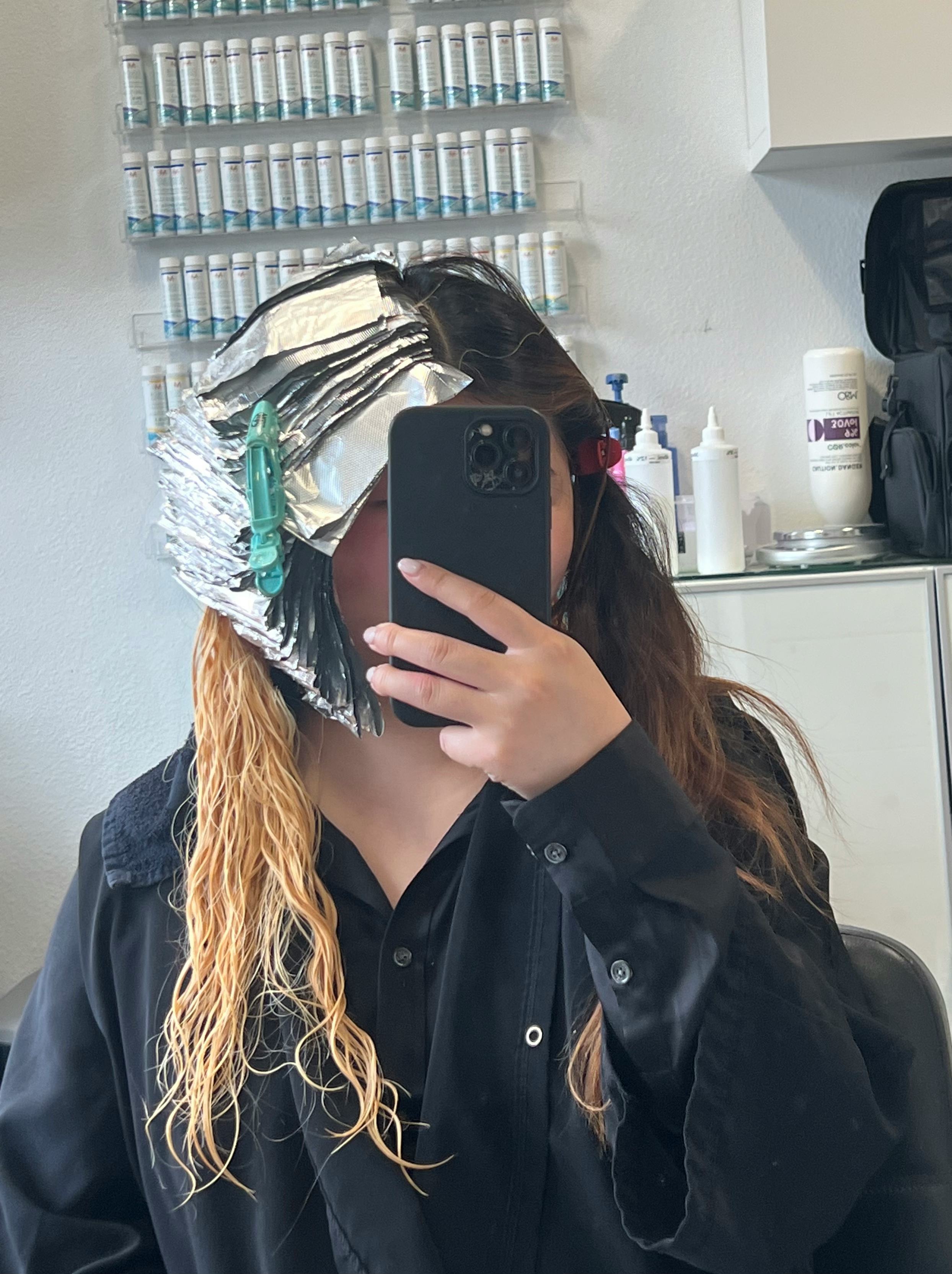 Bleaching my dark hair.