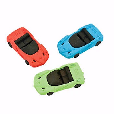 Race car erasers, one option for cute race car birthday party favors