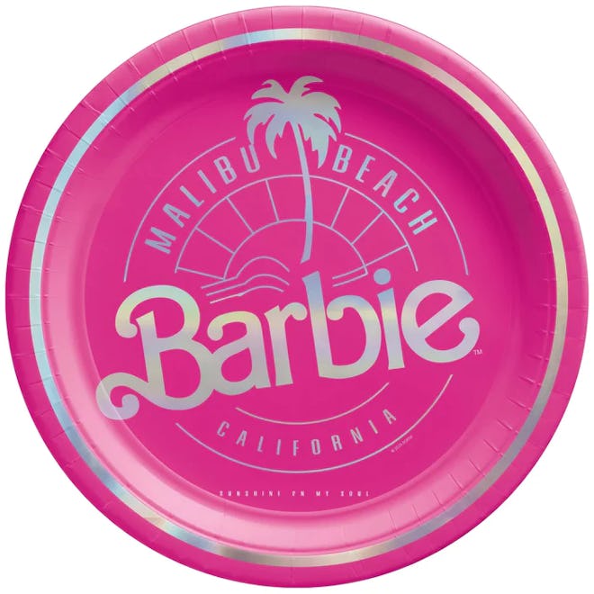 Pink barbie birthday party paper plates