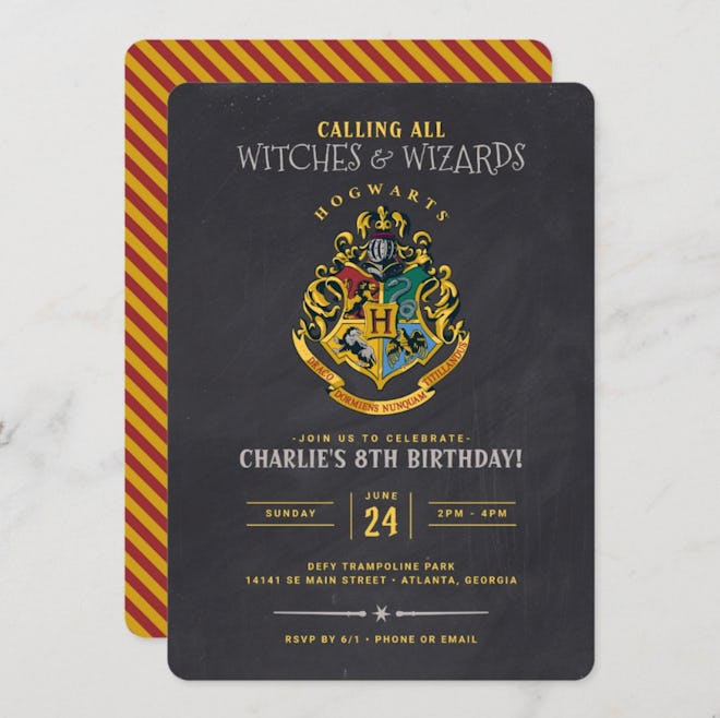 Harry Potter Hogwarts Crest Chalkboard Birthday Invitation