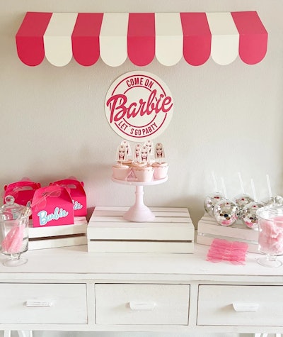 Striped Party Awning, the perfect addition to your barbie birthday party decorations