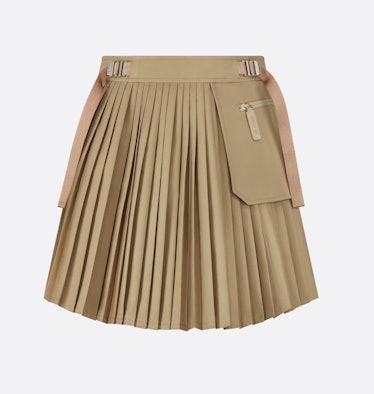 khaki pleated mini skirt