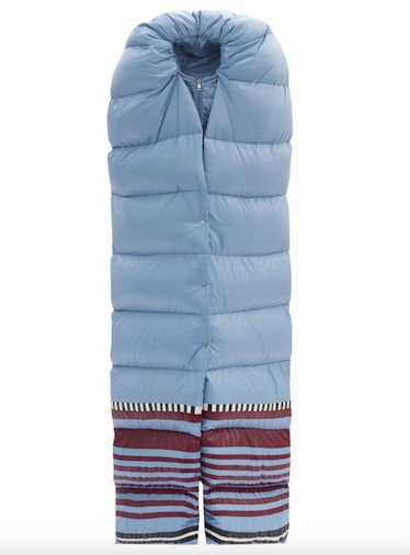 Adelaide striped-hem padded-scarf jacket