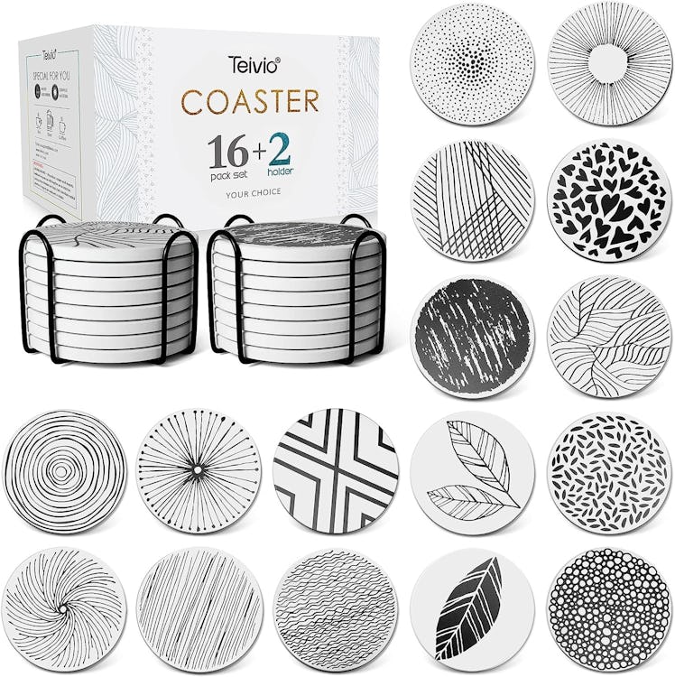 Teivio Absorbing Stone Coasters (Set Of 16)