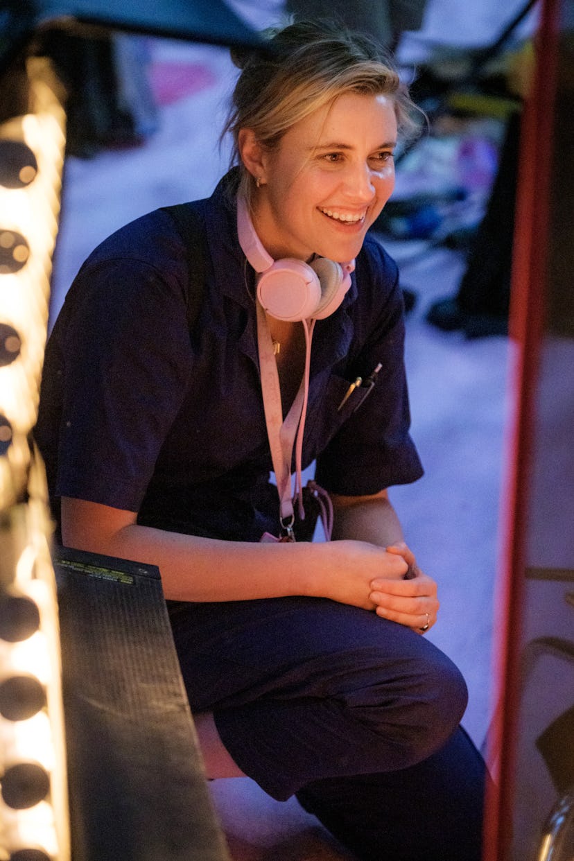 Greta Gerwig on the set of Barbie