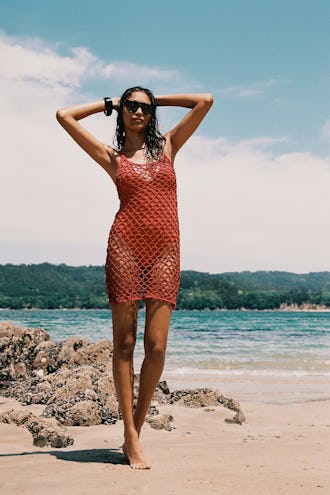 Crochet dress over clearance bikini