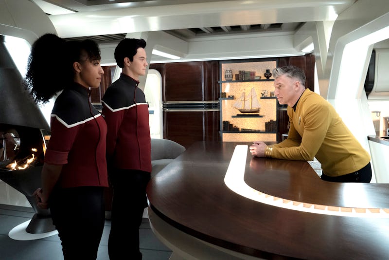 Boimler and Mariner meet Captain Pike in 'Star Trek: Strange New Worlds.'
