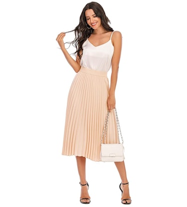 DRESSTELLS Pleated Midi Skirt