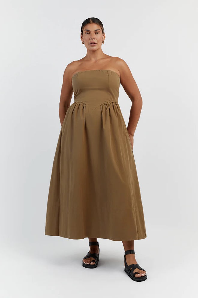 Hyland Black Strapless Midi Dress