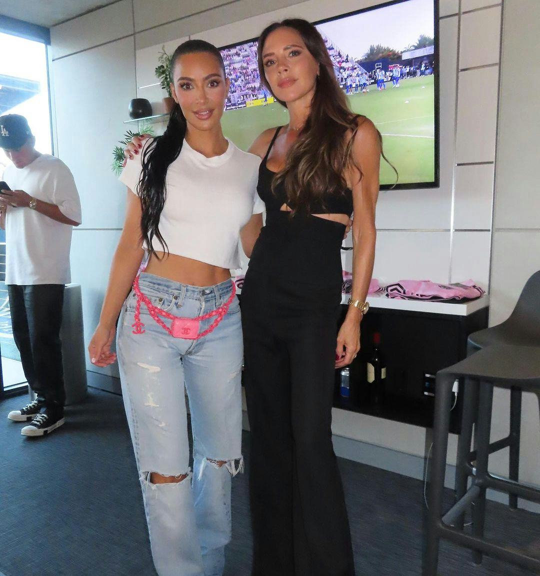 Kim Kardashian Meets Up With Victoria Beckham in a Fanny Pack