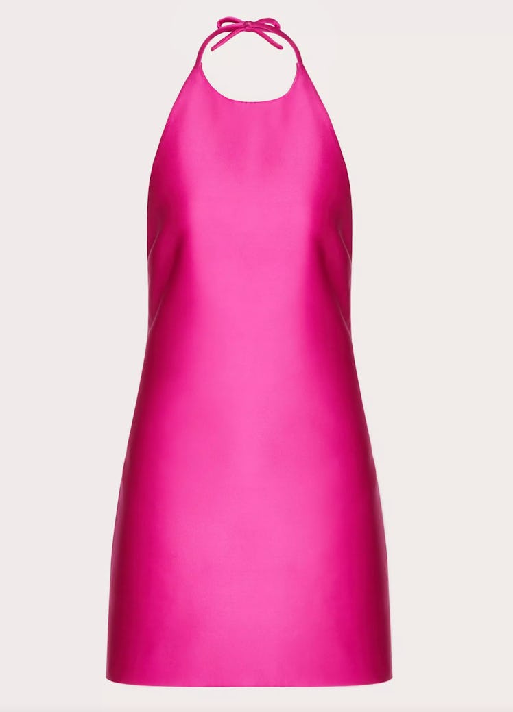 pink short halter dress
