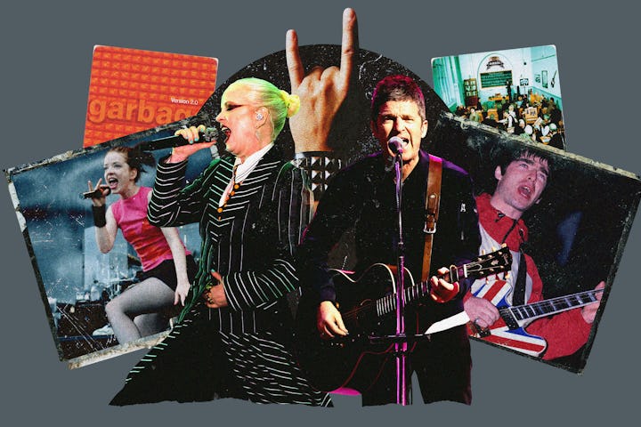 Shirley Manson, Noel Gallagher, at different points in their careers with Garbage and Oasis.