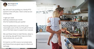 A man is going viral for sharing his "parents time off" plan.