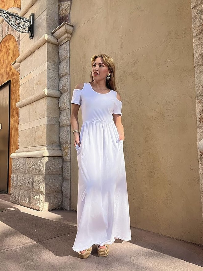 STYLEWORD Cold Shoulder Maxi Dress