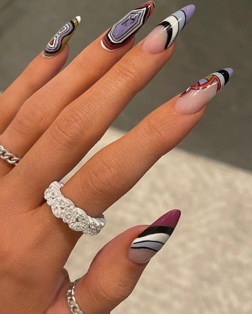 Kylie Jenner pucci print nails