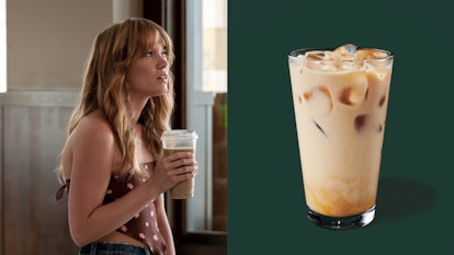 Taylor from 'The Summer I Turned Pretty' orders a vanilla latte from Starbucks at Barnes & Noble. 