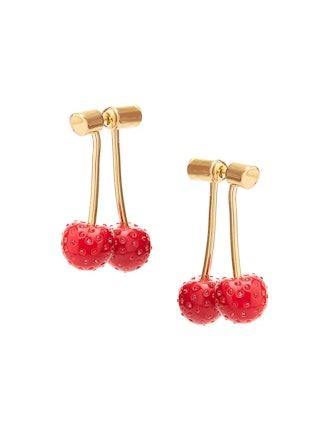 14K-Gold-Plated & Glass Crystal Cherry Ear Jackets
