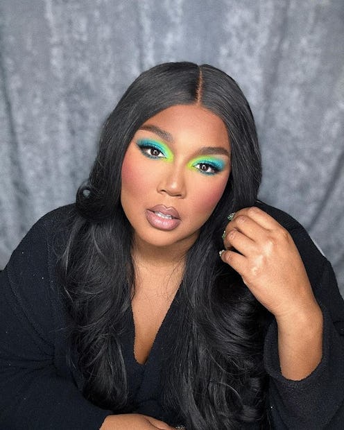 Lizzo blue and green eyeshadow