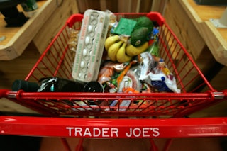 A shopping cart at Trader Joe's