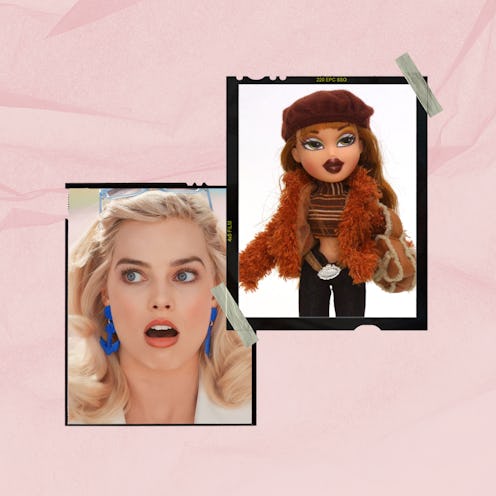 Margot Robbie in 'Barbie' and a Bratz doll.