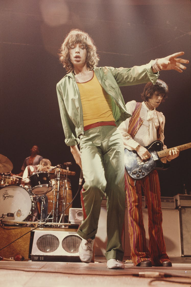 Mick Jagger in green. 