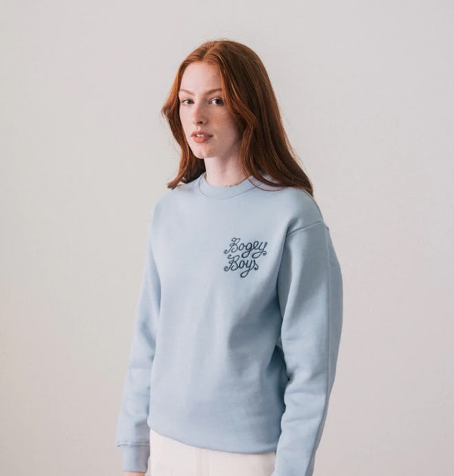 powder blue crewneck