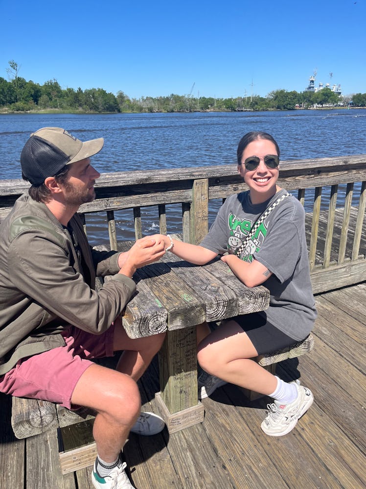 The writer recreates a moment between Nathan and Haley from 'One Tree Hill' at the Naley Bench in Wi...