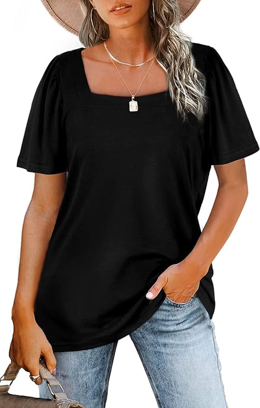 WIHOLL Square Neck T Shirt