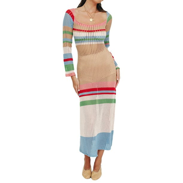 Long Sleeve Mesh Midi Dress